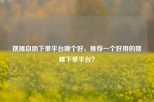 摆摊自助下单平台哪个好，推荐一个好用的摆摊下单平台？