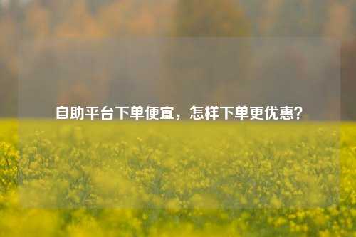 自助平台下单便宜，怎样下单更优惠？